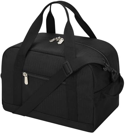 Sporttasche klein, Reisetasche 12L Mini Handgepäck Tasche für Weekender, Fitnesstasche 30x20x25cm-Schwarz