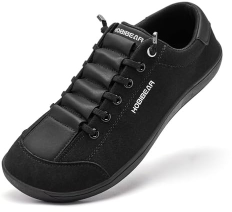 HOBIBEAR Chaussures pieds nus larges pour homme et femme - Chaussures de marche - Baskets de trail running - Semelle zero drop - Légères et confortables, tout noir, 42 EU