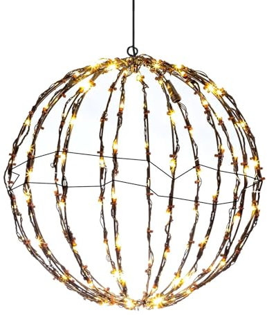 Beleuchtete Kugeln für Weihnachten - Faltbare LED Lichterkette, Hängende Kugellichter, Große Kugel Zum Aufhängen - Deko für Garten, Balkon, Hochzeit