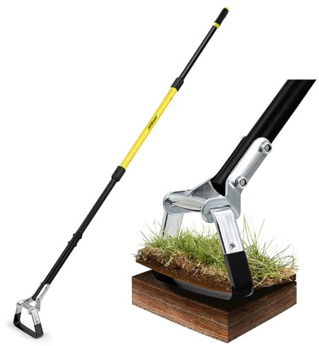 Jardineer Garden Hoe Long Handle, Dutch Hoe Garden Tool for Weeding, Loosening Soil, 163cm High Carbon Steel Stirrup Hoe Heavy Duty