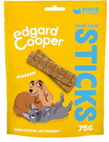 Edgard & Cooper Friandises pour Chien Stick Protéiné Naturel Chien Adulte sans Céréales, Sachet de 75g x 1, Dinde & Poulet