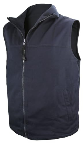 Vivikivi Fleece ledig väst för män, stående krage, ärmlös jacka med fickor, dragkedja, fleeceväst för vandring, resor, golf, löpning, Marinblå, XL