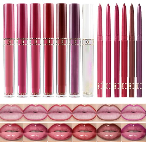 Brilliant À Lèvres,Brillant À Lèvres Et Crayon Fixateur Tenue Longue - Hydratation Longue Durée Résistant à l'Eau Anti-pour Mariages Fêtes et Événements en Extérieur