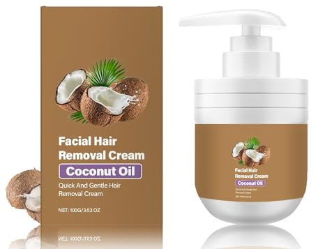Coconut Facial Depilatory Cream, Coconut Enthaarungscreme für das Gesicht, Kokosnuss-Haarentferner für Oberlippe und Kinn, Sanft und Nicht Reizend, für den Körper Empfindliche Haut (1)