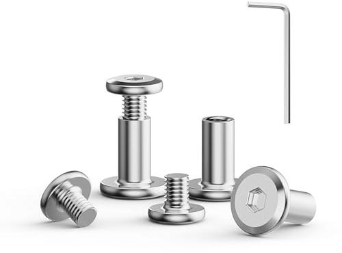BOKTUO 30 viti a manicotto M3 × 8 mm, 304 in acciaio inox A2 V2A, viti di collegamento per mobili, armadi, assi di legno