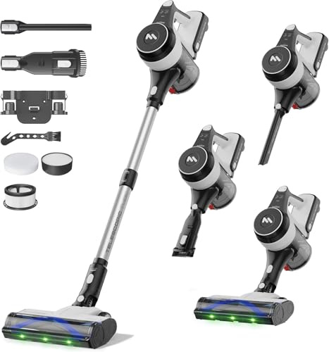 AlloyMove Akku Staubsauger 50000Pa/550W/70Min, 1.5L Staubsauger Kabellos mit Anti-Tangle-Bürste und Wandladestation, 7-Schicht-Filtersystem Super Leise für Tierhaare/Teppiche/Hartböden/Auto A01