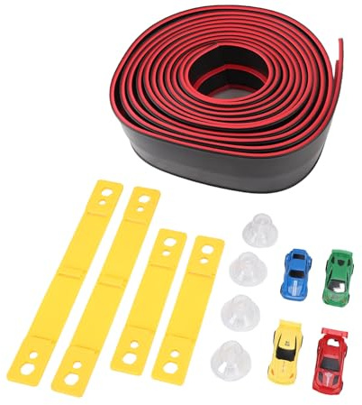 KELFEEAO Juguetes para niños Pista de Carreras Flexible para Autos, Pista de rampa para Autos con Motor de inercia Pistas de Carreras enrollables portátiles con Modo de Carreras
