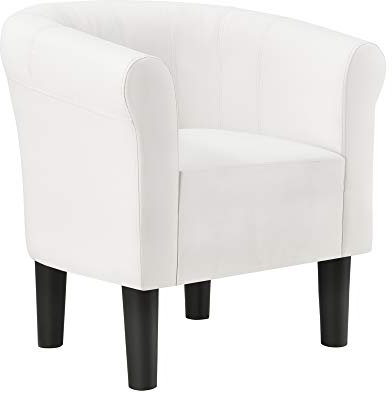 [en.casa] Sessel 70x70x58cm Weiß Kunstleder Clubsessel Relaxsessel