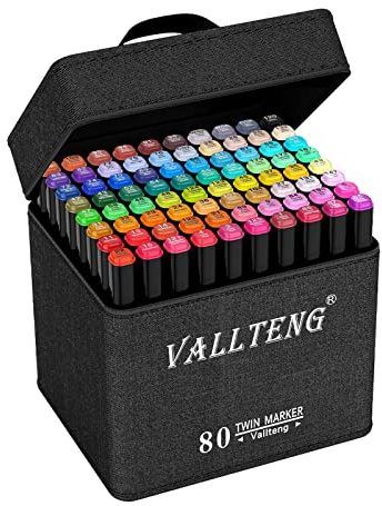 Vallteng 80 Colori Marcatori Disegno Pennarello,Double Ended Fine Colour art Sketch Pennarelli Doppia Punta Graphic Marker per Pittura