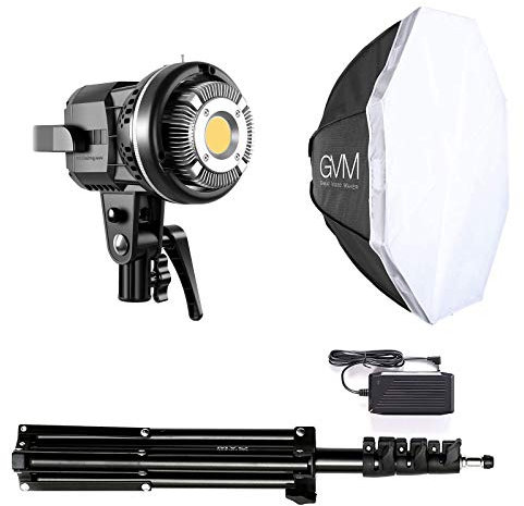 GVM 80W LED Video Light with Bowens Mount Kit, Continuous Output Lighting 5600K CRI97+ Dimmable LED Photography Lighting Kit, Studio Lighting for Camera Film Photographic Light with Stand