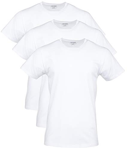 Gildan Men's Cotton Stretch T-Shirts, Multipack, Artic White (Crew 3-Pack), Large
