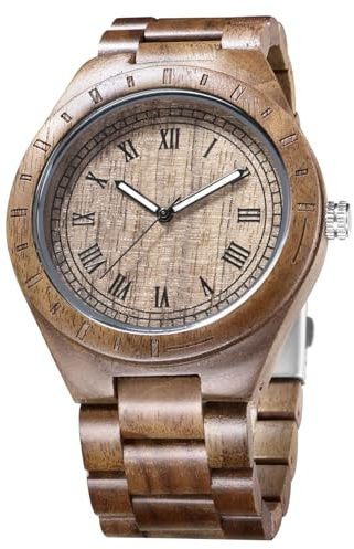 RORIOS Moda Orologio Legno da Uomo Orologio da Polso Orologio Analogico Al Quarzo Orologio di Peso Leggero Naturale Orologio di Legno