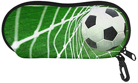 Showudesigns Soccer Print Eyeglasses Sunglasses Case Holder with Clip for Boys Kids Portable Zipper Travel Safety Glasses Case Bag Pouch Coin Organizer