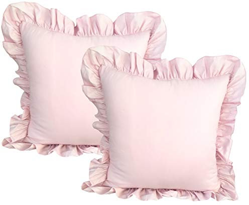 MB Warenhandel24 2er Set Kissenhülle zur Bettwäsche RÜSCHEN 2er Set Zubehör Kissenhüllen Rosa 2X ca. 40x40 cm mit Reißverschluss