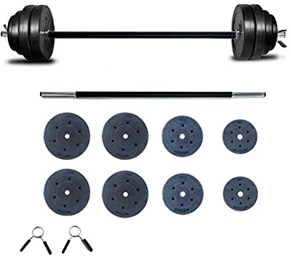 Riscko Juego de Pesas 30 KG con Barra Recta Set de musculación