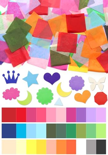 Cinvo 3600 cuadrados de papel de seda de 1.2 x 1.2 pulgadas, cuadrados de mosaico de tejido arcoíris para manualidades, proyectos de bricolaje, actividades de arte en el aula y más, 30 colores