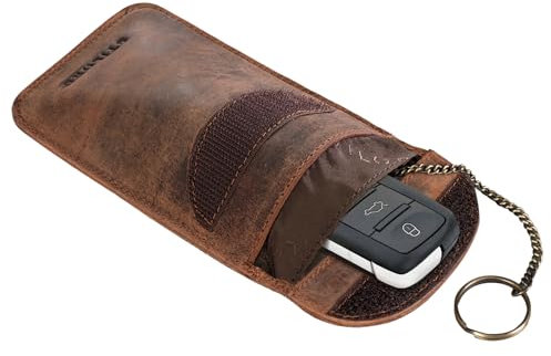 STILORD 'Savior' Keyless Go Schutz Leder Schlüsseletui RFID Schutzhülle Autoschlüssel Schlüsseltasche Funkschlüssel Abschirmung Key Safe Schlüssel Tasche Vintage, Farbe:aneto - braun