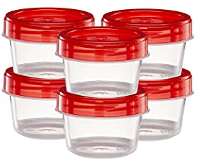 ELEGANT DISPOSABLES (4 Ounce 10 Pack) Twist cap Containers Clear Bottom With Red Top Screw on Lids Twist Top Food Storage Freezer Reusable Containers