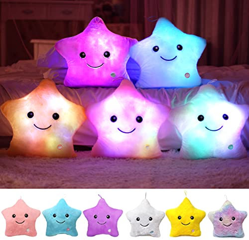 Kyduu Leuchtkissen, Kissen Stern led, Leuchtende Kinder Kissen, Sterne Kissen, Leuchtender Stern Kissen Leuchtend, Deko Kissen led (Blau)