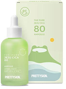 PRETTYSKIN Ps. The Pure Jeju Cica Centella Asiatia, Extrakt 80 % Ampola, beruhigend, belebt, glänzt die Haut mit Blumenkomplex, von Dermatologen getestet, Schluckaufformel