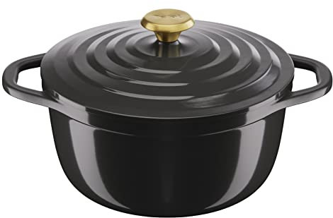 Tefal Air Cocotte ronde 24 cm, Capacité 4,7 L, Fonte d'aluminium légère, Revêtement céramique sûr, Couvercle à condensation, Compatible four et induction, Gris E2554604