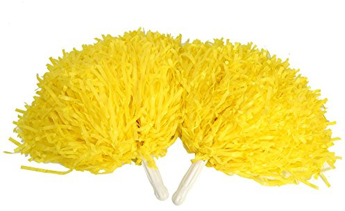 Ausla 2 pcs Cheerleading Poms, Cheerleading Cheerleader Pompoms PE Cheerleading Pom Poms Pompoms Cheerleader Sport Dance Party Useful Accessories(Yellow)