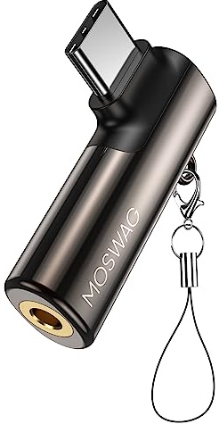 MOSWAG USB C till 3,5 mm kontakt typ C Headphone Adapter höger vinkel till mikrofon ljuddongel zinklegering hörlursadapter kompatibel med Samsung Galaxy S23 S22 S21 Ultra, Huawei P50/40/30, Mate 40/30/20