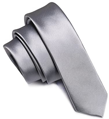 JEMYGINS Cravate Homme 5CM Étroit Slim Plusieurs Couleurs Disponibles en Soie Compris Boîteargent