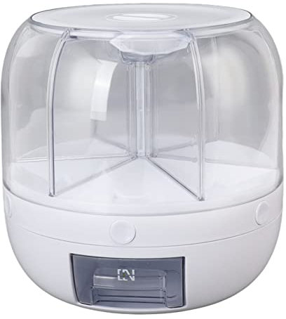 Getreidespender, 360° Drehbarer Müslispender Küche Aufbewahrung Reiskornspender Vorratsbehälter Trockenfutterbehälter mit 6 FächernVersiegelte Aufbewahrungsbox Für Getreide, Reiseimer, Trockenfutter