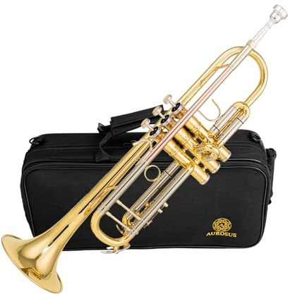 AUROSUS Bb trumpets red gold brass leadpipe mouthpipe advanced student professional trumpet Musical Instruments For Beginner Adults (710 gold brass)