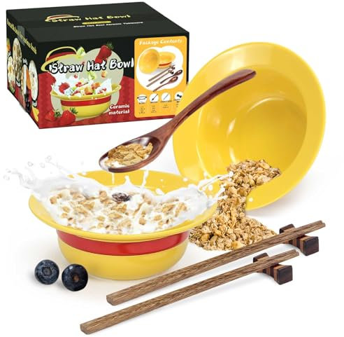 Anime Geschenke | Strohhut Ramen Schüssel Keramik Set mit Essstäbchen | Straw Hat Ramen Bowl Set für Fanartikel Küchenzubehör Deko Geschenk mit Exquisiter Verpackung