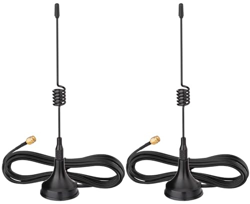 Superbat WLAN-antenn 2,4 GHz magnetfot SMA kontakt (2 stycken) för industriell router, IoT Gateway-modem, M2M-terminal, trådlös video, trådlös HDMI-förlängare, FPV kameraskärm