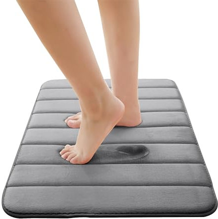 Moonlight Bedding Memory Foam Bath Mat Non Slip Anti Mould – 40 x 60 cm Grey Washable Super Absorbent Bathroom Mat Extra Soft & Comfortable Shower Mats