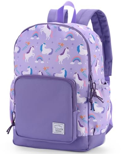 VASCHY Toddler Kids Backpacks for Girls, Cute Lightweight School Bag Water Resistant Preschool Backpack for Children with Chest Strap Unicorns
