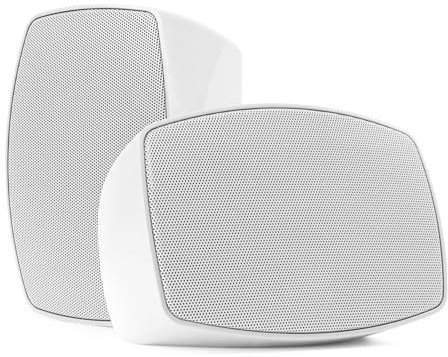 Power Dynamics BHW40WH Altavoces de Montaje en Pared 4 y Modo Dual - Resistente a la Intemperie, línea de 100 V/8 ohmios, Interior/Exterior, Blanco IPX5, Altavoz de Montaje en Pared, línea de 100 V