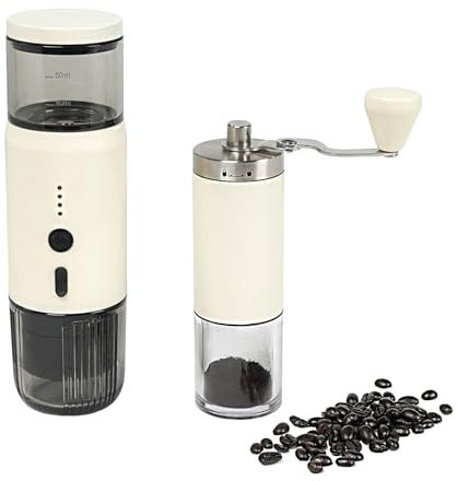 HAWOK Portable Espresso Coffee Machine & Manual Coffee Grinder Set, 80ml Water Tank, for Camping, Hiking, RV, Office, Home & Car