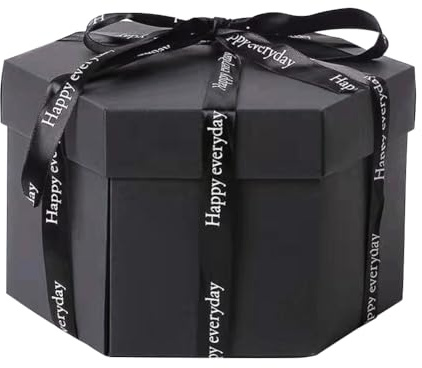 Kexpery Caja de explosión hexagonal con álbum de fotos, cajas de regalo de cartón hechas a mano, creativas para el día de San Valentín, propuesta de boda