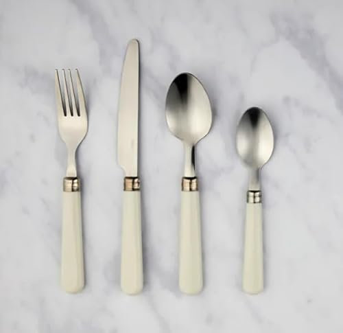 New Gorgeous Stainless Steel Cream 16 Piece Cutlery Set, Dishwasher Safe and Easy to Use- 4 x Forks, 4 x Knives, 4 x Table Spoons, 4 x Tea Spoons