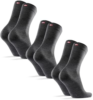 DANISH ENDURANCE Merino Wool Socks Mens, Premium Smart Mens Socks, Breathable Comfort, 3 or 5 Pack, Grey, 13-15