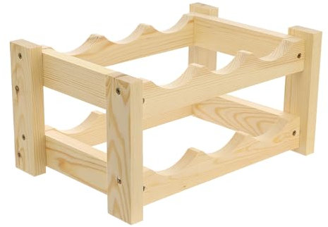 GoodFreshDecor Range Bouteille Casier À Vin pour 6 Bouteilles Stable en Bois De Pin Couleur Naturelle 34 x 24 x 17,5 cm