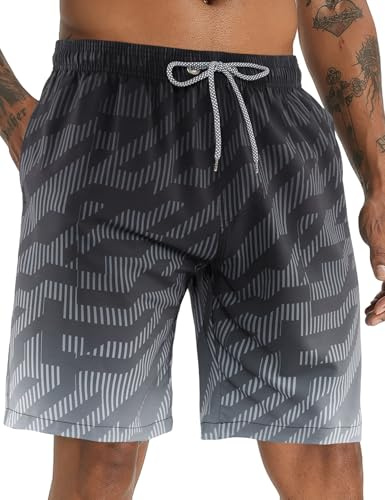 APTRO Men's Swim Trunks Swimming Shorts Board Shorts Quick Dry Beach Shorts Big and Tall Swim Shorts Black MK434 XXL