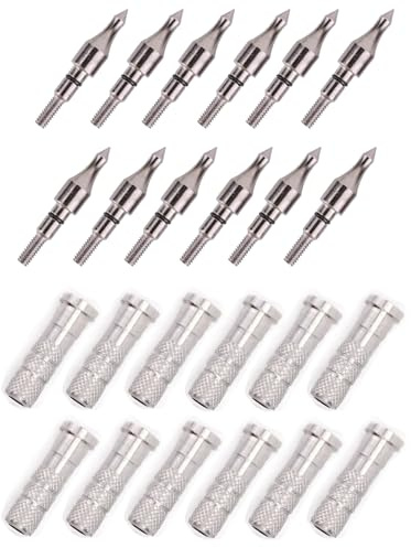 24 inserti in alluminio per frecce da tiro con l'arco, diametro .244/6.20mm, compatibili con frecce a interno diametro 6.2mm. Inserti di ricambio base per tiro con l'arco, adatti per arco composto
