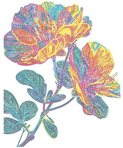 DIAMOND DOTZ 2594354 Original 5D Diamond Painting Set, Neon Blumen, mit Neonfarben und Samt, DIY Diamant Malerei Bilder für Erwachsene und Kinder ab 12 Jahren, Intermediate
