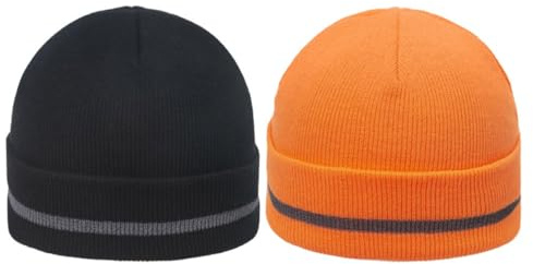 Bonnet Tricoté Réfléchissant Fluorescent Homme 2 Pièces Acrylique