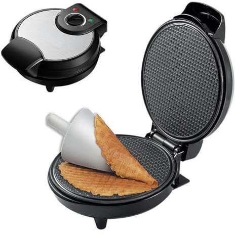 Waffle Cone Maker Non Stick 1200W Electric Ice Cream Cone Baking Pan Crepe Maker Kitchen Baking Tool Maker for Omelette Cookies Ice Cream Sandwiches Make