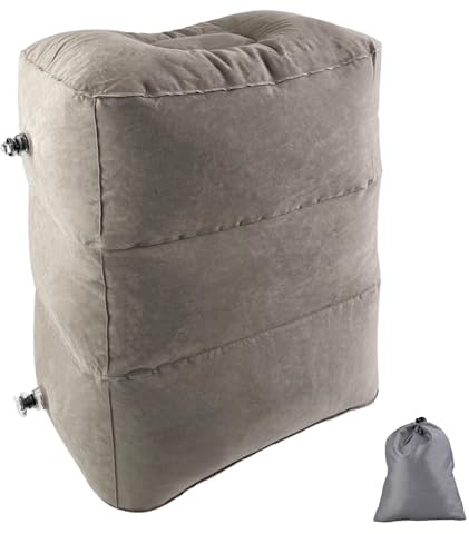 VELLUSTRA Viajes Inflable Reposapiés, Almohada de Viaje Inflable, Descanso para Las Piernas CojíN, Altura Ajustable para Aviones, para Automóviles, Trenes, Oficinas, Dormir en Vuelos