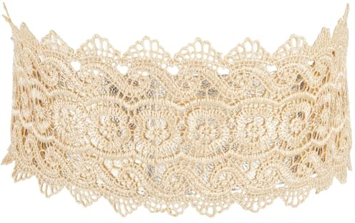 CALFOVERA Cinturón de Encaje para Mujer, Cinturón OBI con Flores, Cinturón Estético de Cuero Sintético Amarillo Champán, Corsé Ancho Envolvente Alrededor de la Cintura, Cinturón con Lazo