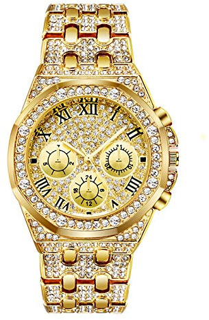 Unisex klockor kvarts armbandsur rostfritt damklocka damklocka, Guld, One Size