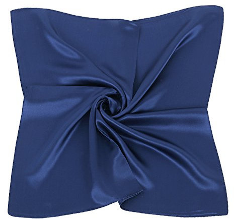 PB-SOAR Damen Mädchen Glänzend Halstuch aus 100% Seide, Seidentuch Seidenschal Schal Bandana Kopftuch Nickituch, 52 x 52cm (Schwarzblau)