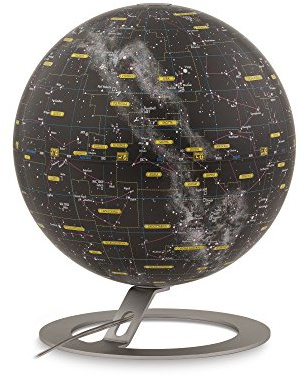 Tecnodidattica - Mappamondo National Geographic Heavens, Mappa stellare della volta celeste scientifica, Luminoso e girevole, Base in alluminio, Design Studio Tools, Diametro 30 cm